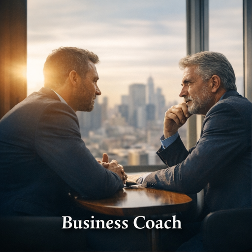 Business coach per aziende durante sessione strategica con imprenditore